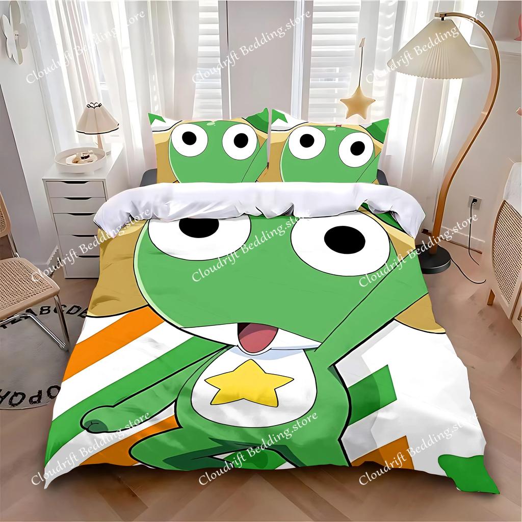 Housse de couette taie d'oreiller parure de lit Grenouille Sergent Chaude Décoration Chambre Adulte Garçon Fille Enfants Simple Double Grande Taille