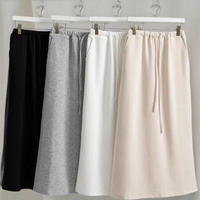New ArrivAls Open Run Women A Line Long Skirt Autumn seAson Side Slit drAwstring
