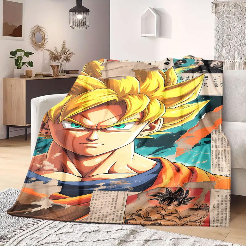 Deka s potiskem Dragon Ball Teplá pohodlná flanelová deka Vhodná do ložnic, na pohovky, postele, židle, na pikniky, na cesty