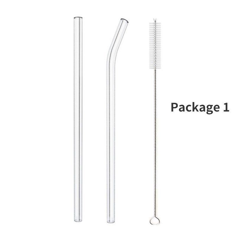 

Соломинки из боросиликатного стекла, экологически чистые многоразовые соломинки для коктейлей, барных аксессуаров, соломинки с кисточками Package 1