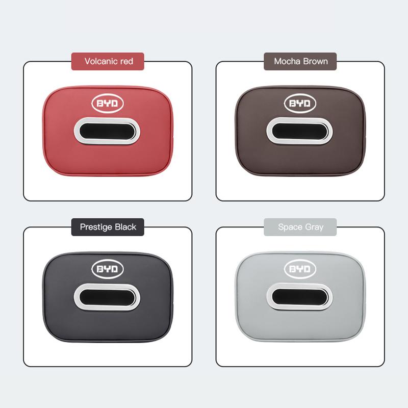 Car Tissue Box Car Interior Accessories For BYD Atto E6 Tang F3 Song F3R Qing Yuan I3 S7 Leather Tissue Storage Bag Kleenex Case