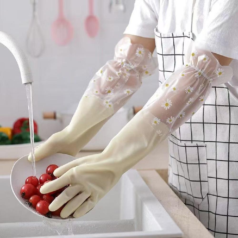Household Long Sleeve Rubber Gloves Dishwashing Gloves Kitchen Oven Pet Cleaning Gloves Home and Kitchen Accessories