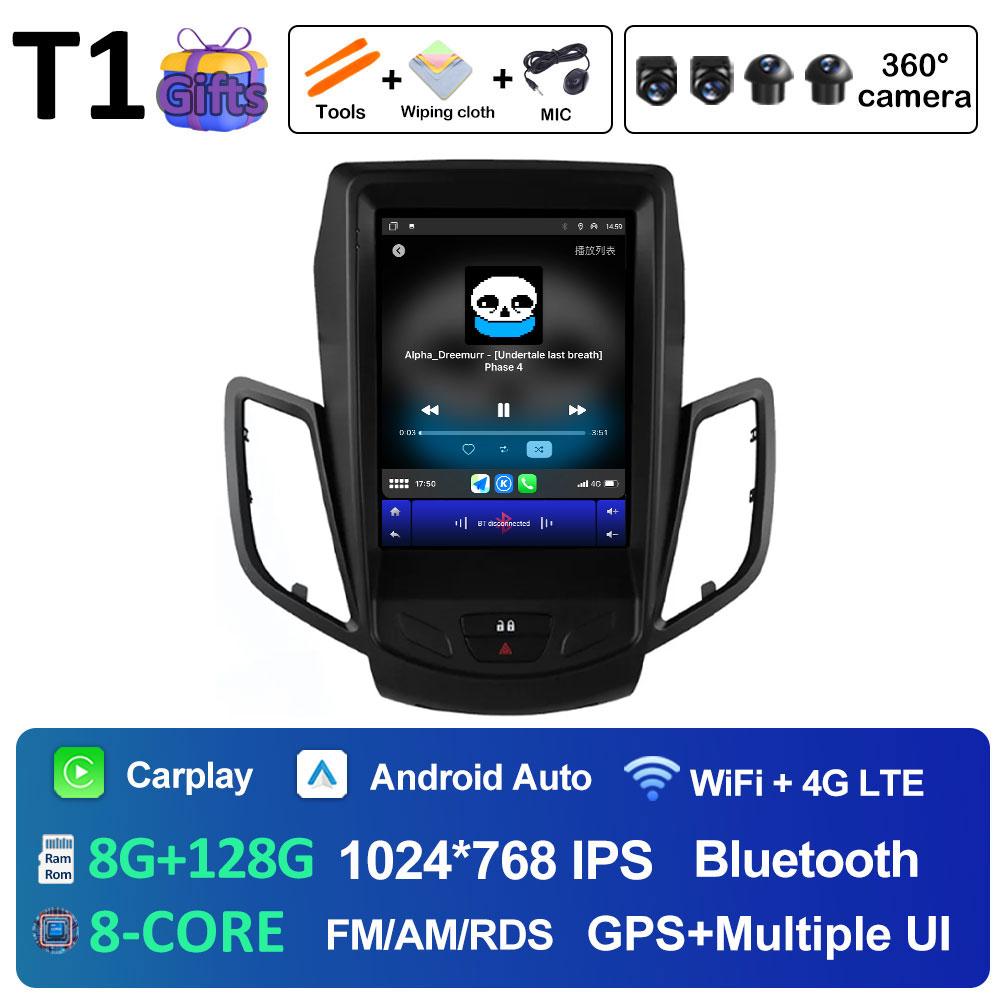 Wireless Carplay DSP Stereo For Ford Fiesta MK7 2009 2010 2011 2012 2013 2014 2015 2016 Android 14 Cooling fan GPS Navigation BT