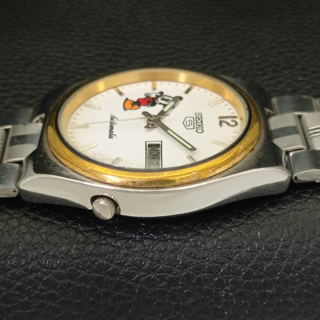 GENUINE VINTAGE SEIKO 5 AUTOMATIC 7009A JAPAN MENS WHITE DIAL WATCH a701680-5