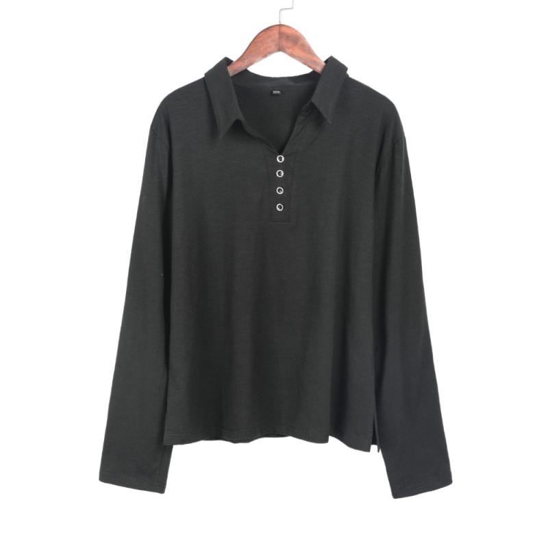 Koreansk mote kvinner bluse våren langermet Blusas Lapel skjorte knapp kvinnelige kontor topper