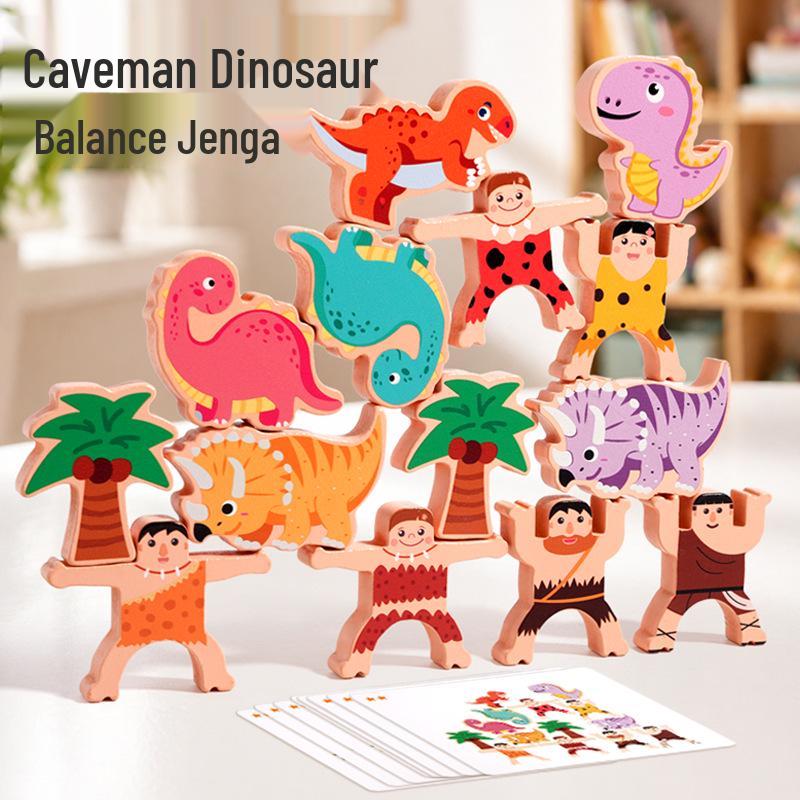 Wooden Dinosaur Balance Stacking Blocks - Educational Toy for Kids and Parents Zhejiang