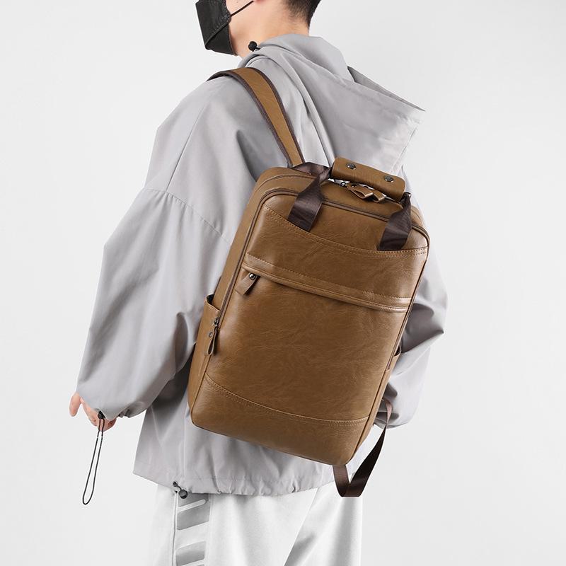 Men's PU Backpack - Large Capacity College, Business, Travel & Casual Bag