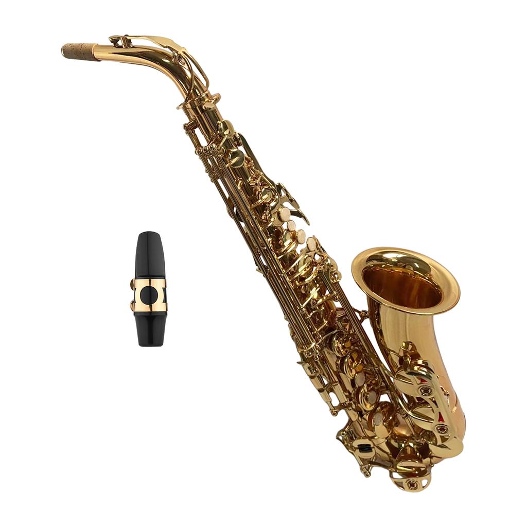 Golden Eb Alto Saxophone Sax Brass Body White Shell Keys Woodwind Instrument with Carry Case Gloves