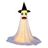 Halloween Ghost Decoration with LED Light Large White Scary Light Up Ghost with Witch Hat for Outdoor Front Porch Yard Garden Lawn Home Decor