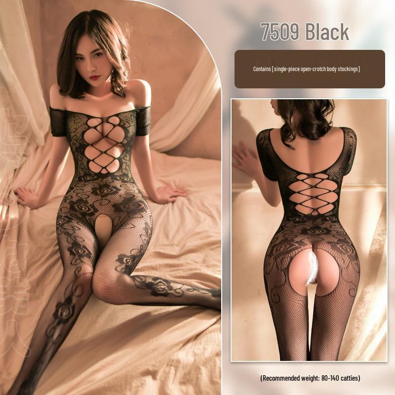 Feimu Erotic Open Crotch Bodystocking Lingerie Set