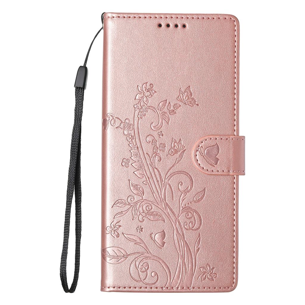 Applicable to Huawei PURA 80 butterfly love flower embossed mobile phone leather case Honor 600 foreign, plug-in card protective case