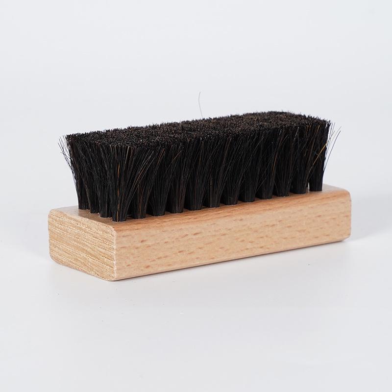 Beechwood Horsehair Soft Bristle Square Brush for Leather Shoe Cleaning and Care