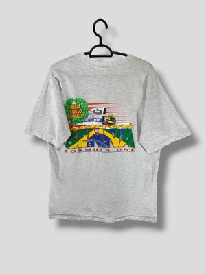 Camiseta Vintage Anos 90 Ayrton Senna Tricampeão Mundial Fórmula 1 Colecionável Lenda do automobilismo Tee de Motorsport Costura única Grande