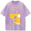 Math Geometry Surfing Unisex Washed T-Shirt Novelty Cotton Summer O-Neck Bleached Tshirt Funny Casual Loose Bleach Tops
