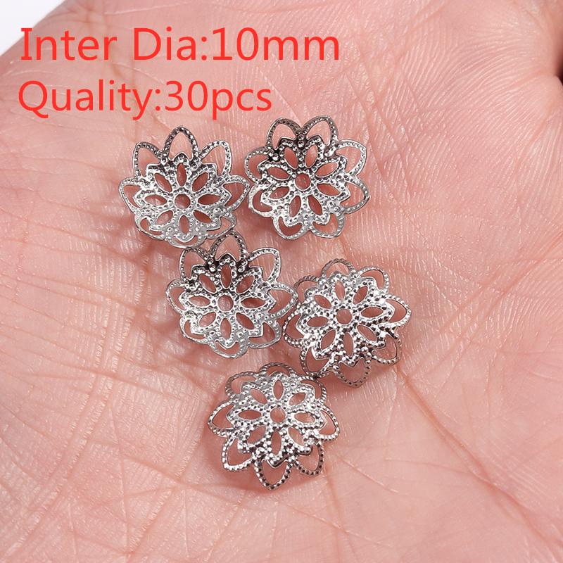 30/50/100PCS Flower Lotus Round Shape Stainless Steel Beads Caps Jewelry Findings Spacer Beads For Necklace Bracelets Making