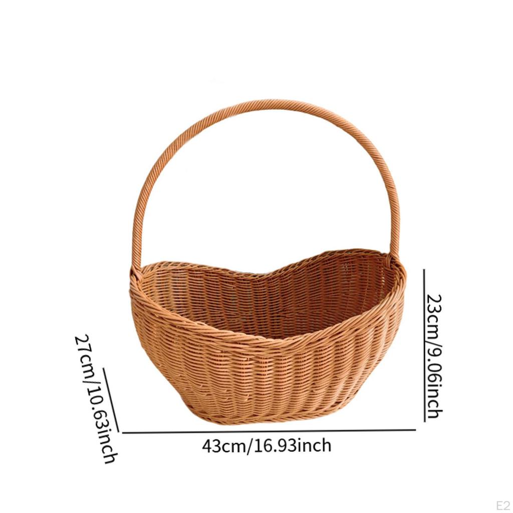 Picnic Basket with Handle Bread Imitation Rattan Handwoven for Outdoor