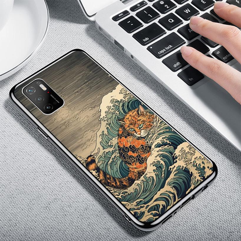 Anime Cat Sea Wave Aesthetic Phnoe Case for Xiaomi Poco X5 X6 X7 Pro X4 Gt F7 Ultra M8 M7 Redmi 15C 15 13C 13 12C 12 Unique Cove