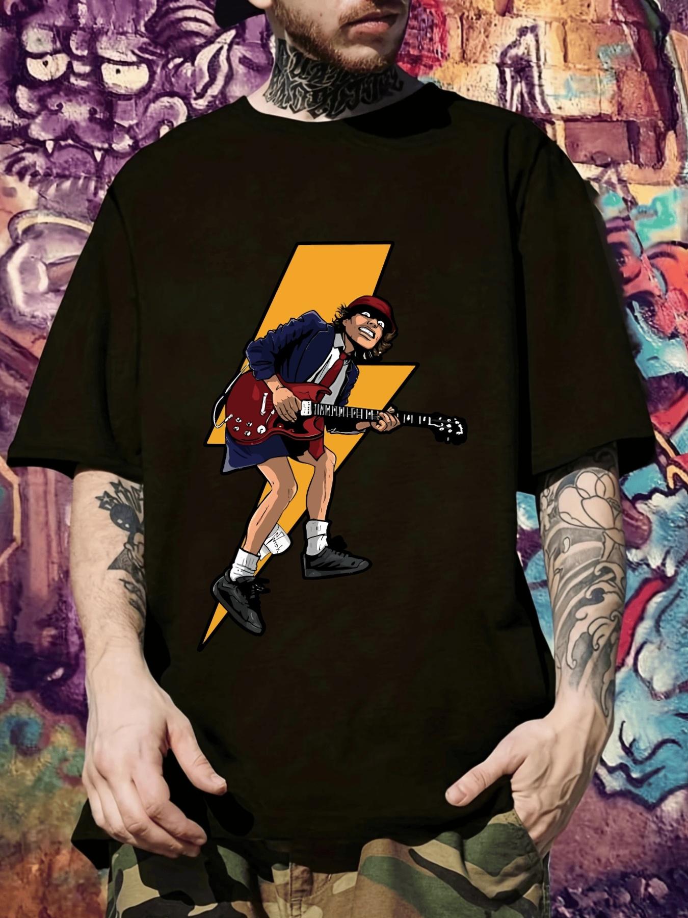 Rock Guitarist Graphic T-shirt - Casual Short Sleeve S