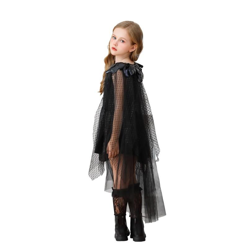 Halloween Witch Costume Kids Girls Vampire Demon Dress Stage Performance Party