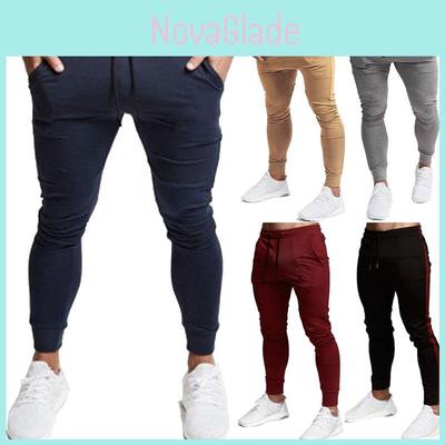 Men's Jogger Trousers Made From Soft Material With Adjustable Waist And Side Pockets
