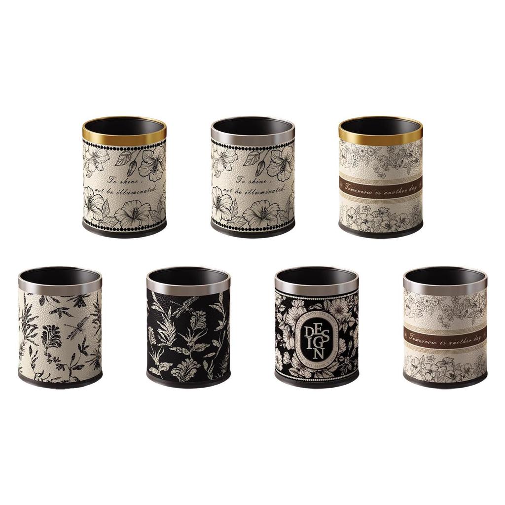 Round Trash Can French vintage Garbage for Bedroom Kitchen Bathroom Office Living Room Dorm Laundry Room Indoor