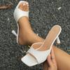 Dámske papuče na vysokom podpätku Letné štvorcové žabky Sandále Dizajn Otvorená špička Slingback šmykľavky Dámske lodičky Zapatillas Mujer