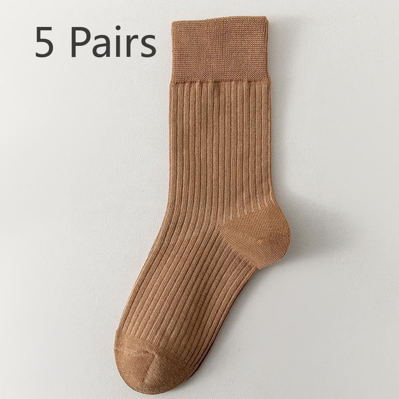 5 Pairs of Pure Cotton Anti Odor and Antibacterial Mid Calf Postpartum Socks for Women In Autumn and Winter