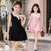 Girls' 2026 Summer Bow Dress: Sleeveless, Fashionable, Elegant Skirt