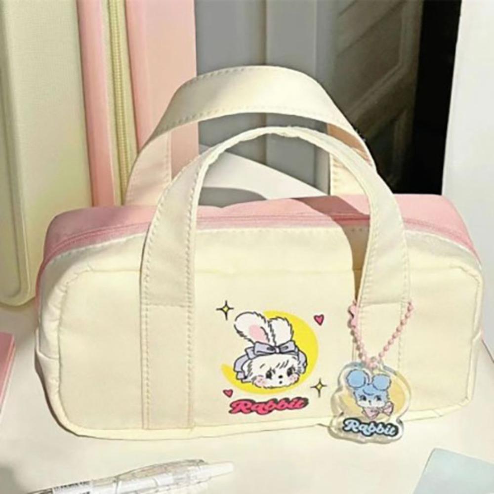 

Пенал большой вместимости, мягкий многофункциональный, для хранения канцелярских принадлежностей, кремовый кролик