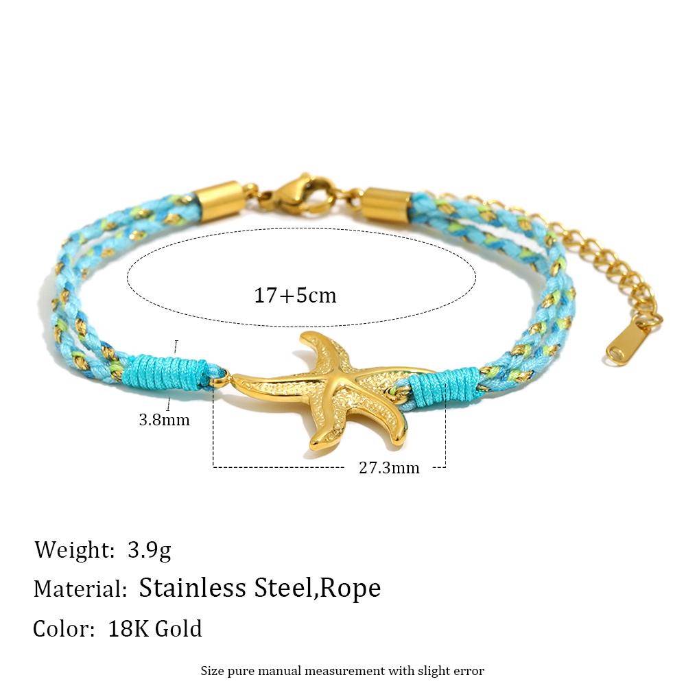 MamacitaSlay Bracelet en Corde Tressée à la Main Style Océan en Acier Inoxydable 316L Plaqué Or 18K Bijoux Étanche Bracelet pour Femme Cadeaux