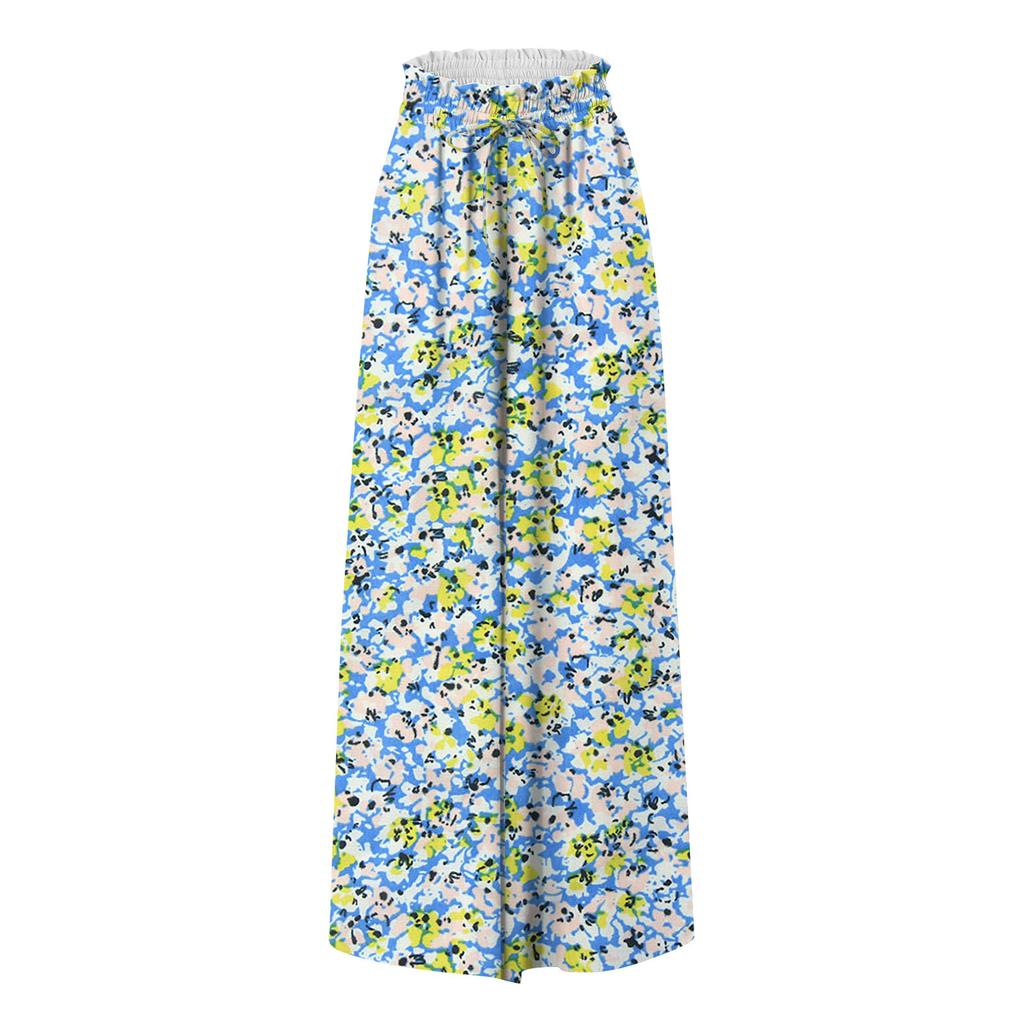 Women's Summer Wide Leg Pants High Waisted Flowing Pockets Fashion Casual Casual Bohemian Printed Beach Pants