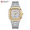 CURREN Men Quartz Watch Fashion Business Simple Leisure Silvery Stainless Steel Strap Wristwatch