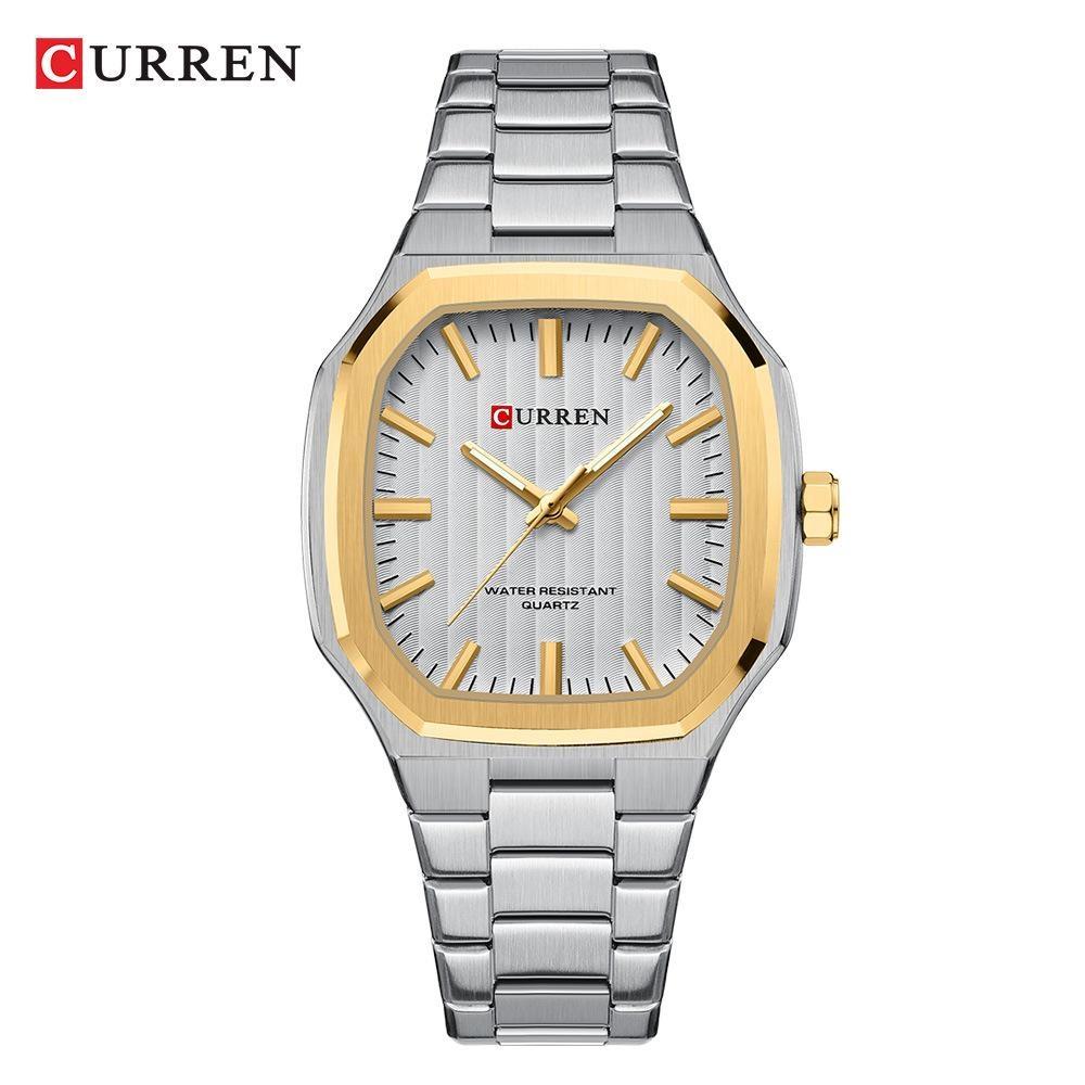 CURREN Men Quartz Watch Fashion Business Simple Leisure Silvery Stainless Steel Strap Wristwatch