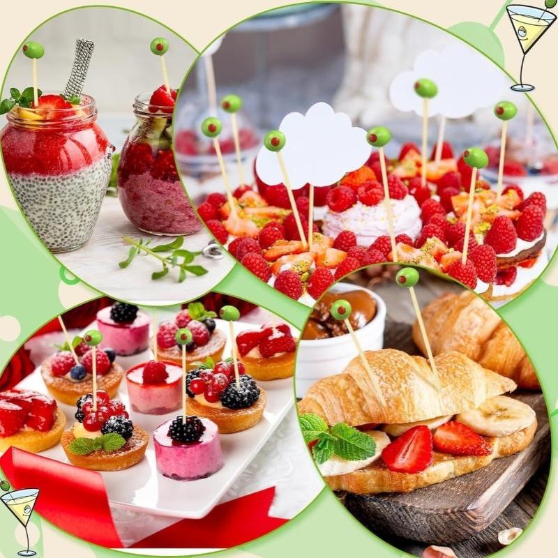 50 Pezzi Stuzzicadenti Cocktail Oliva Legno Bambù 3D Per Antipasti Frutta Barbecue Natale Festa di Compleanno Buffet Decorazione