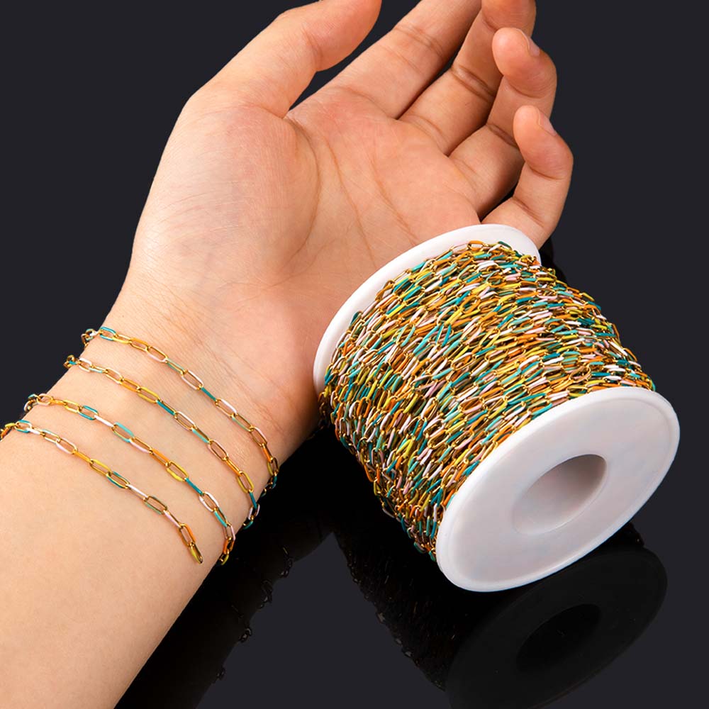 1meter Stainless Steel Enamel Long Frame Chains For Jewelry Makings DIY Cable Chains For Jewelry Necklace Bracelets Accessories