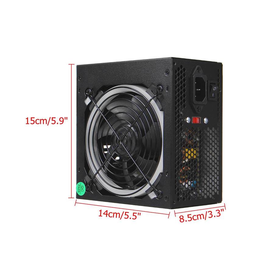 900W Power Supply 12cm Multicolor LED Fan 24 Pin PCI SATA 12V Computer Power Supply