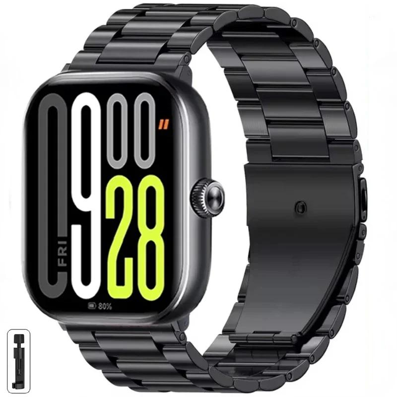 

Модний металевий ремінець для Redmi Watch 5/Redmi Watch 4 Регульований браслет з нержавіючої сталі для Xiaomi Mi Band 9 Pro/8 Pro Ремінець для зап ястя For Redmi Watch 4 чорний