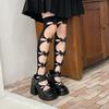 Butterfly in The Socks for Women Lolita Design Hollow Out Summer Stockings Street Thigh Long Socks Black Beige JK Over Knee Sock