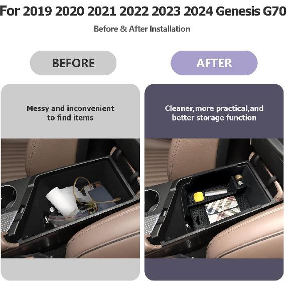 

ZCLINKO Center Console Organizer Compatible with 2019 2021 2022 2023 2024 2025 Genesis G70 Accessories Armrest Storage Box Tray Organizer Insert Tray