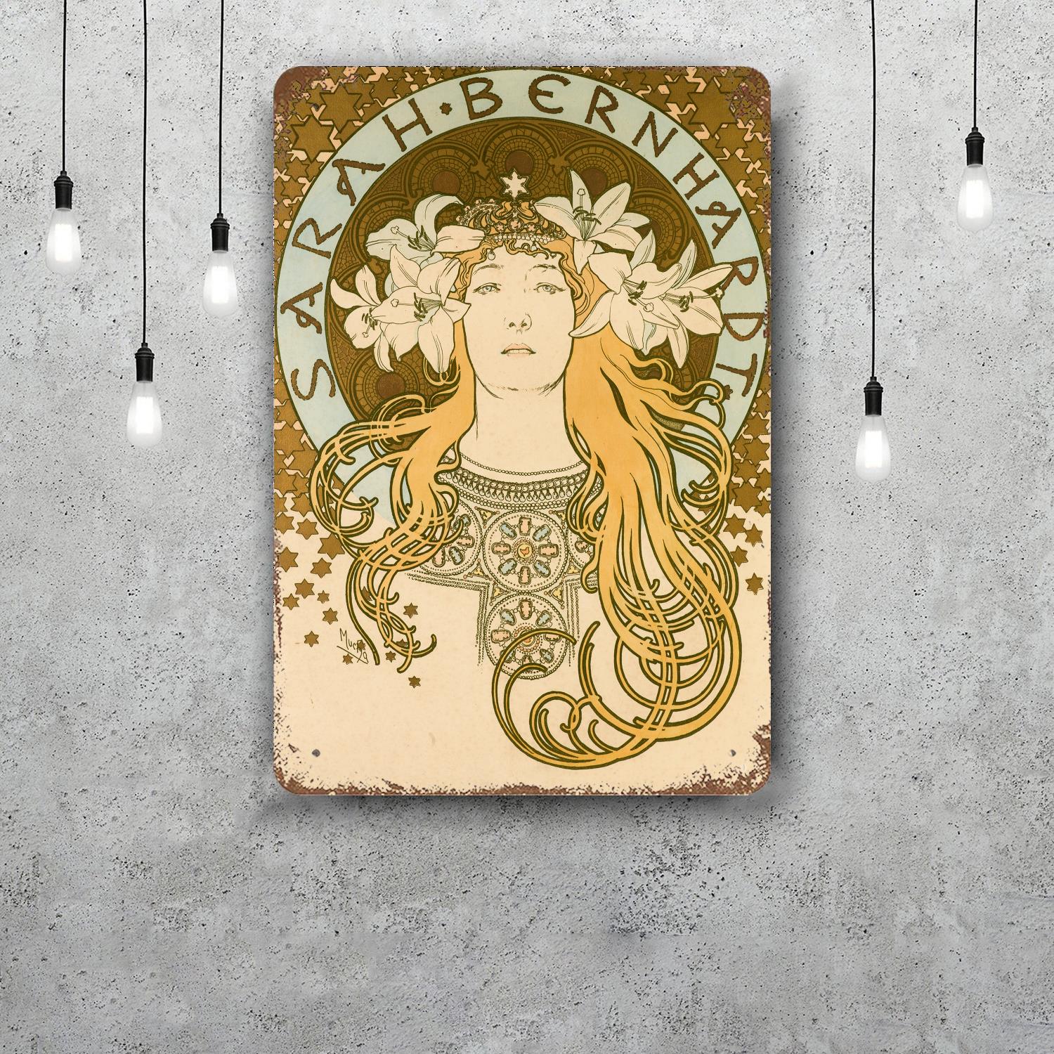 

art nouveau Classic Poster Rusty Metal Plaque Retro Decorative Plate Bar Man Cave Garage Club Metal Sign Wall Decoration 20x30cm（7.8x11.8inch）