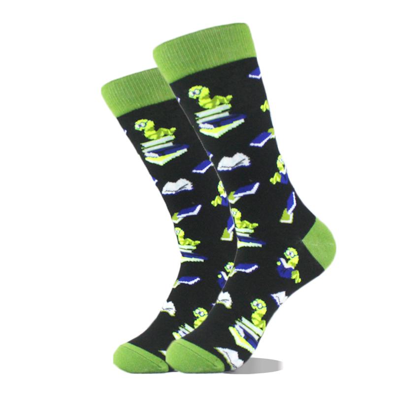 Cool Design Avocado Crew Socks Men Creative Eye Guitar Bus Pattern Sokken Duck Cat Fox Otter Animals Divertidos Chaussette Sox