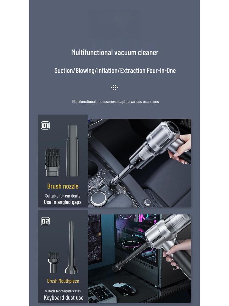 Three-Speed Wireless Car Vacuum Cleaner with High Suction and Power Display