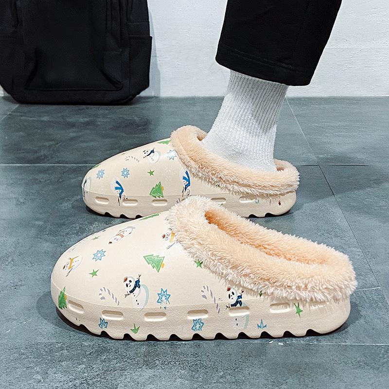 Kindliche Baumwollschuhe für Herren Winter Zuhause Innen Schlafsaal EVA Cartoon Schneemann Baumwollpantoffeln