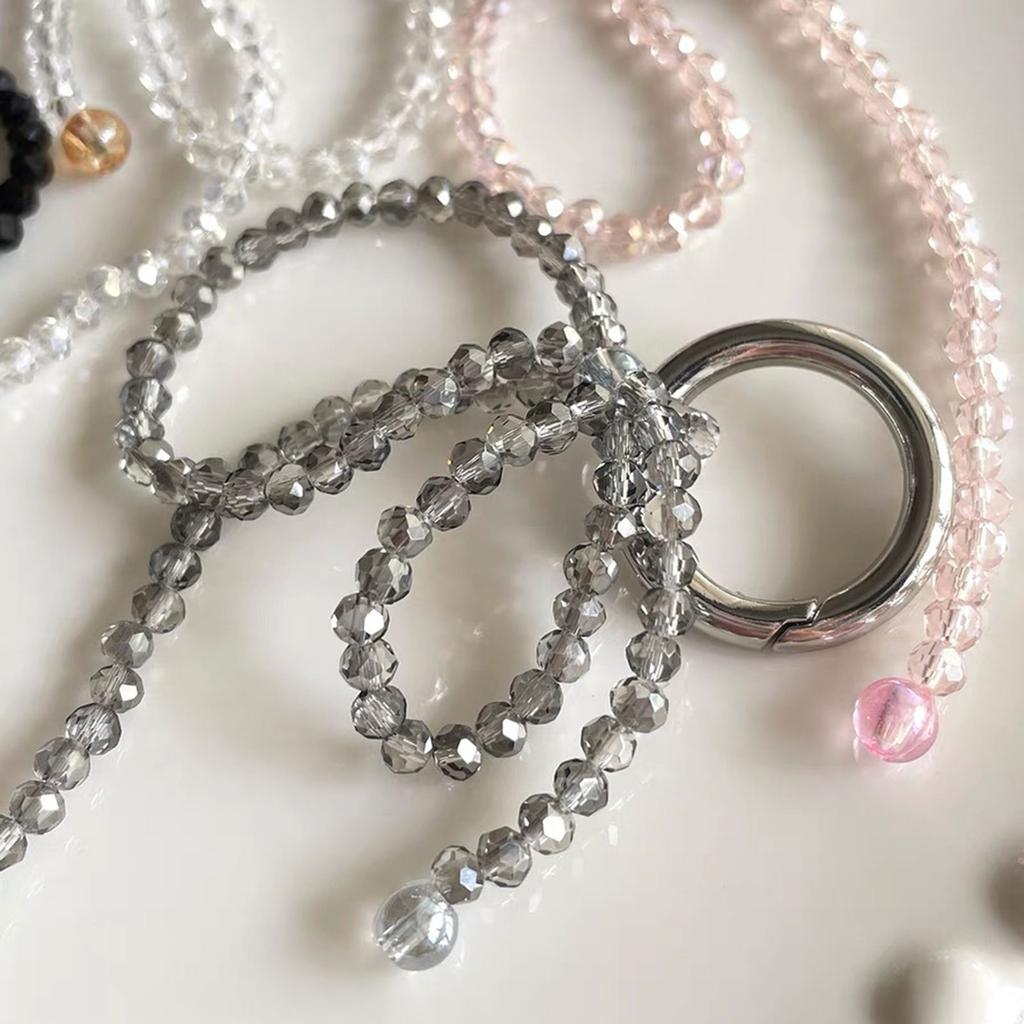 Delicate Keychain with Beaded Bowknot Phone Charm Unique Keyring Cute Pendant for Car Bag Wallet Backpack