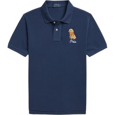 Polo Camisa Polo Cor Sólida Cachorro Bordado Algodão Mesh Tops Infantil Azul 323964158-001