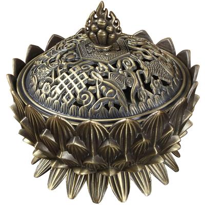 Lotus Flower Incense Incense Solid Incense Asian Style [SENYON] Burner, Aromatherapy, Ceremony, Incense, Sticks, (Bronze Color)