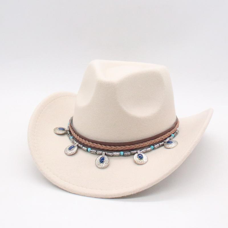 

Woolen Top Hat Ethnic Accessories Vintage Men And Ladies Gentleman Jazz Bent Edge Felt Hat One size fits all [d peach cow]