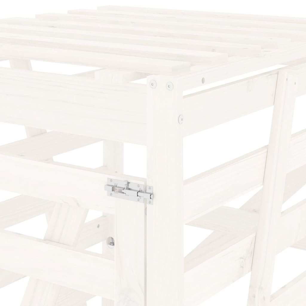 Waste Bin Enclosure White 84 x 90 x 128.5 cm Solid Pine Wood