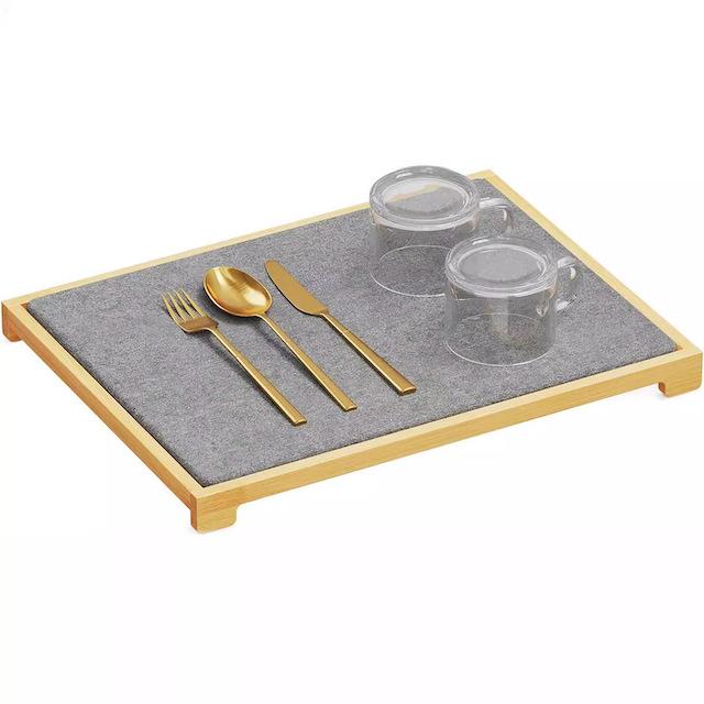 Бамбуковая подставка для посуды для кухонной стойки - мгновенно высыхающая диатомовая подставка для посуды, доска 15,8 x 11,8 дюймов, каменный коврик для сушки 30*40cm