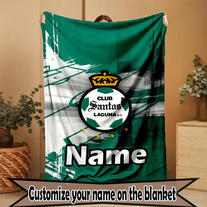 Custom Name Personalized Club Santos Laguna Print Blanket, Home Decor, Bedroom, Sofa, Camping, Couch, Gifts for Birthday ChristmasEnthusiasts